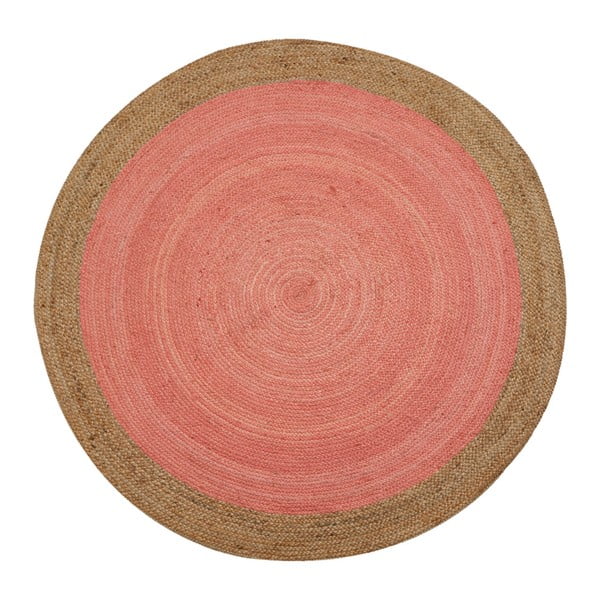 Růžový jutový koberec vhodný do exteriéru Native, ⌀ 200 cm