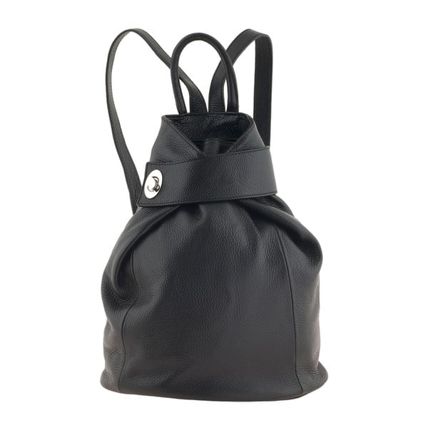 Černý kožený batoh Pitti Bags Olbia