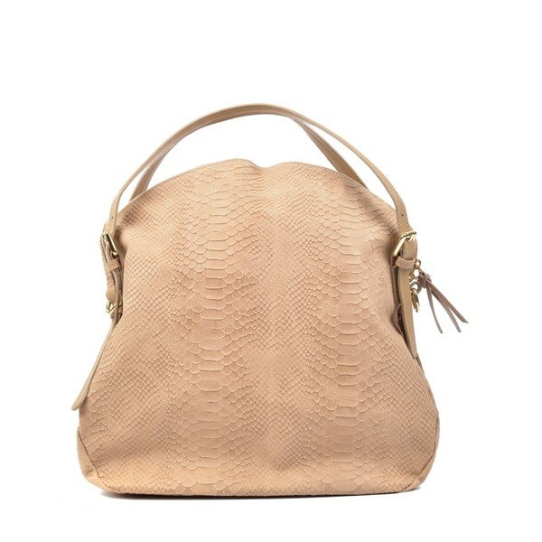 Béžová kožená kabelka Carla Ferreri Hobo