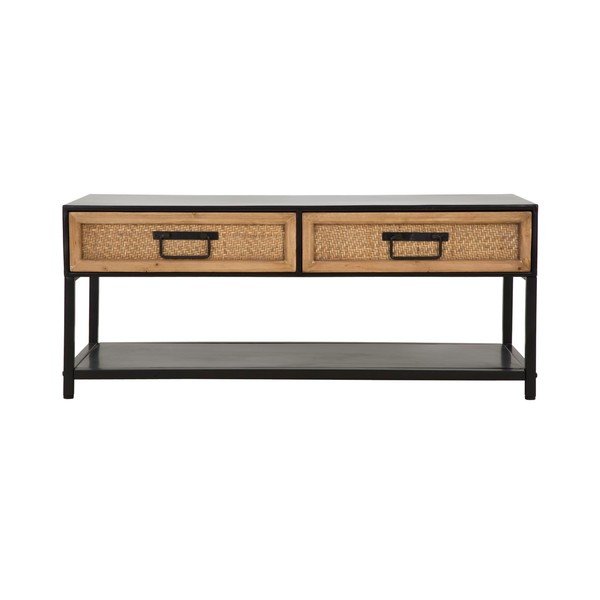 Černý/v přírodní barvě kovový TV stolek 95x38x38 cm Hanoi – Mauro Ferretti