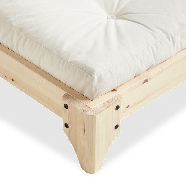 Dvoulůžková postel z borovicového dřeva s matrací Karup Design Elan Comfort Mat Natural Clear/Natural, 140 x 200 cm-image-4