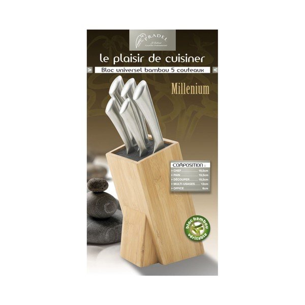 Sada 5 nožů a bloku na nože Jean Dubost Milenium Bamboo-image-2