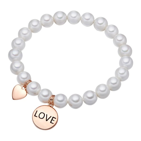 Bílý perlový náramek Pearls of London Love, délka 19 cm