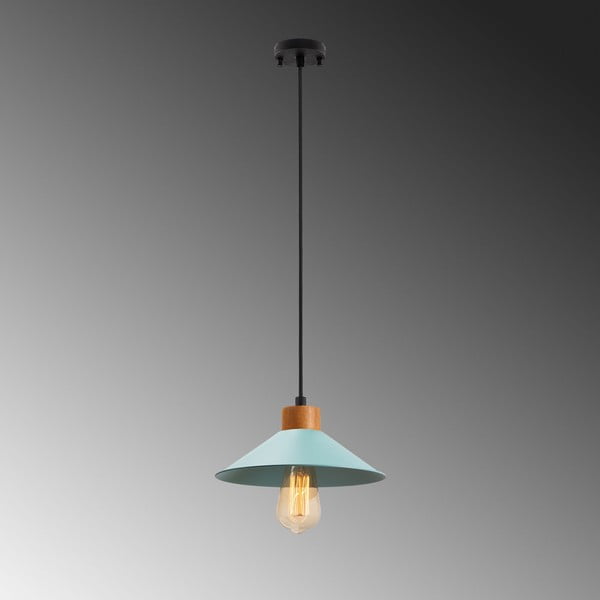 Tyrkysové/v přírodní barvě závěsné svítidlo s kovovým stínidlem ø 24 cm Manavgat – Opviq lights-image-4