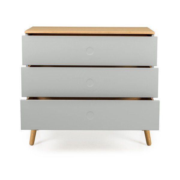 Šedá komoda s nohami z dubového dřeva Tenzo Dot, 90 x 79 cm-image-3