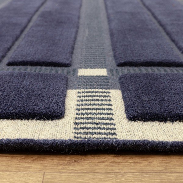 Tmavě modrý/béžový ručně tkaný vlněný koberec 120x170 cm – Asiatic Carpets-image-3