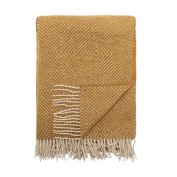 Žlutá deka s příměsí vlny 140x200 cm Hoshi – Bloomingville