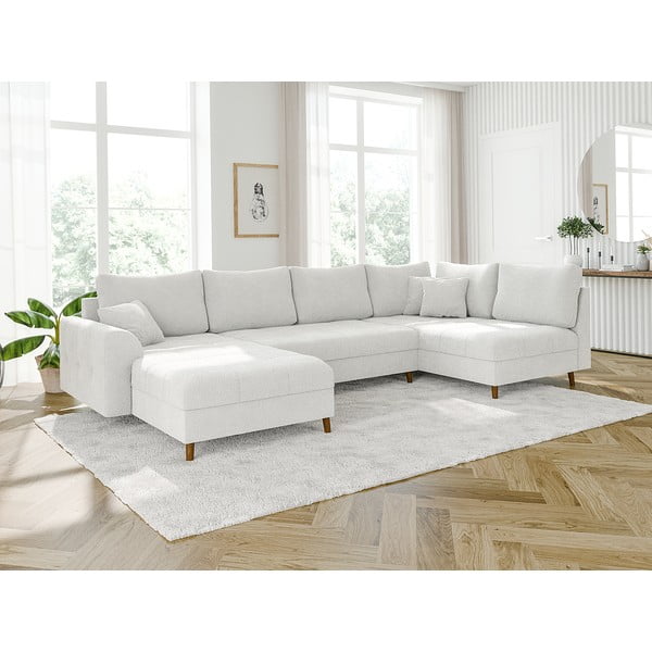 Krémová rohová pohovka z textilie bouclé (levý roh/do "U") Ariella – Ropez-image-3