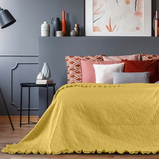 Žlutý přehoz přes postel AmeliaHome Tilia, 260 x 240 cm