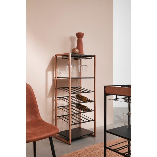 Černá/v přírodní barvě kovová vinotéka počet lahví 20, 50x122x35 cm Isaac – Yes Everyday-image-1