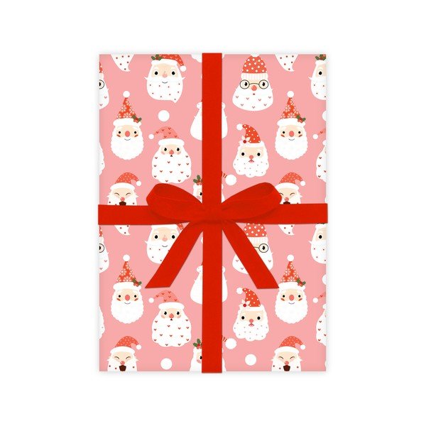 5 archů růžovo-bílého balícího papíru eleanor stuart Santas, 50 x 70 cm-image-2