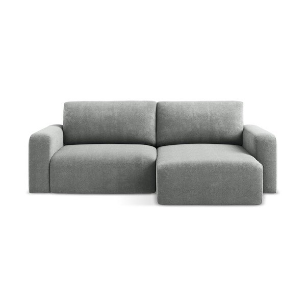 Šedá žinylková rozkládací/s úložným prostorem rohová pohovka (pravý roh/s lenoškou) Kona – Makamii