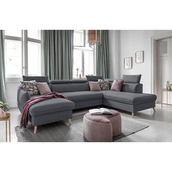 Tmavě šedá rozkládací rohová pohovka (pravý roh) Sweet Harmony – Miuform-image-4