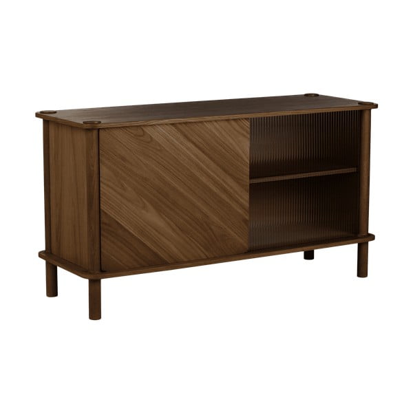 Hnědá vitrína z dubového dřeva s posuvnými dveřmi 135x73,5x48 cm Italic – UMAGE-image-2