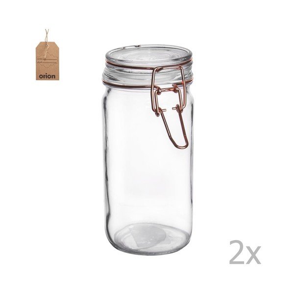 Sada 2 skleněných dóz s kovovým patentem Orion Róza, 400 ml