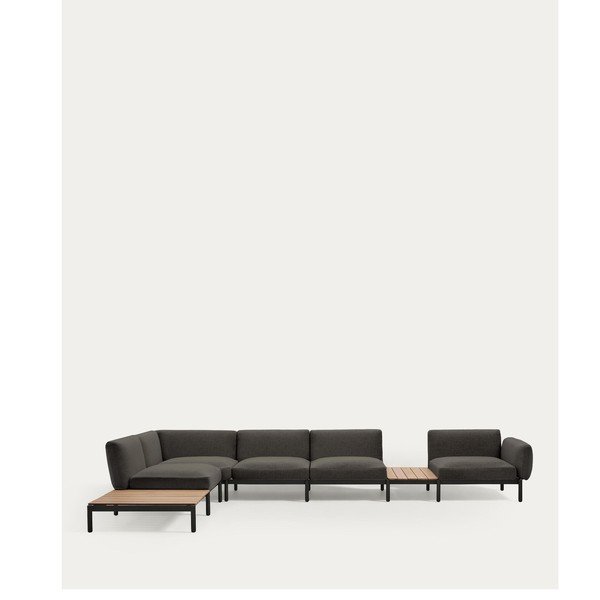 Tmavě šedá čalouněná zahradní pohovka (levý roh) Sorells – Kave Home-image-3