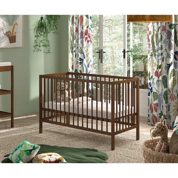 Hnědá postýlka z bukového dřeva s nastavitelnou výškou 60x120 cm Dino – Vipack-image-1