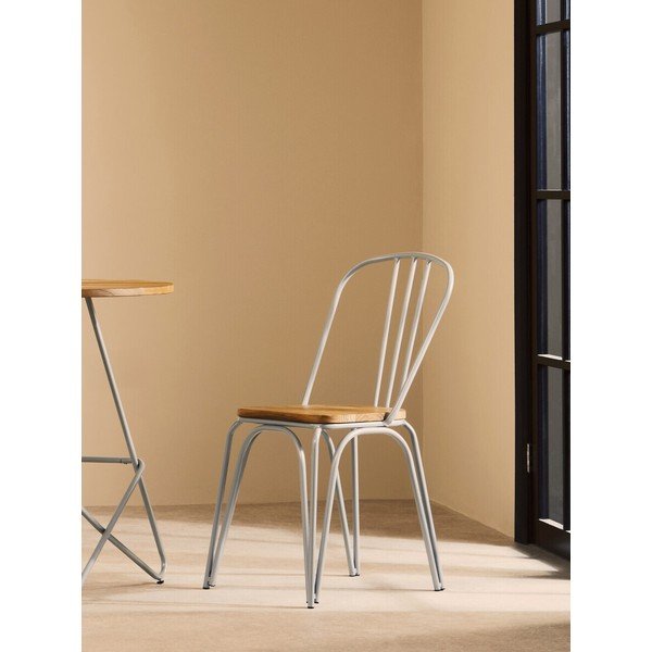 Šedá/v přírodní barvě jídelní židle z jilmového dřeva District – Premier Housewares-image-1