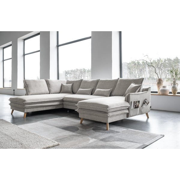 Béžová rozkládací rohová pohovka (levý roh/do "U") Charming Charlie – Miuform-image-4