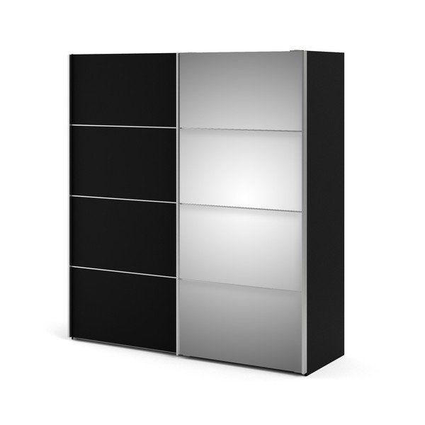 Černá šatní skříň se zrcadlem a posuvnými dveřmi 182x202 cm Verona - Tvilum-image-1