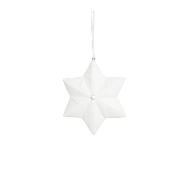 Keramická ozdoba Origami star, bílá, 3 ks