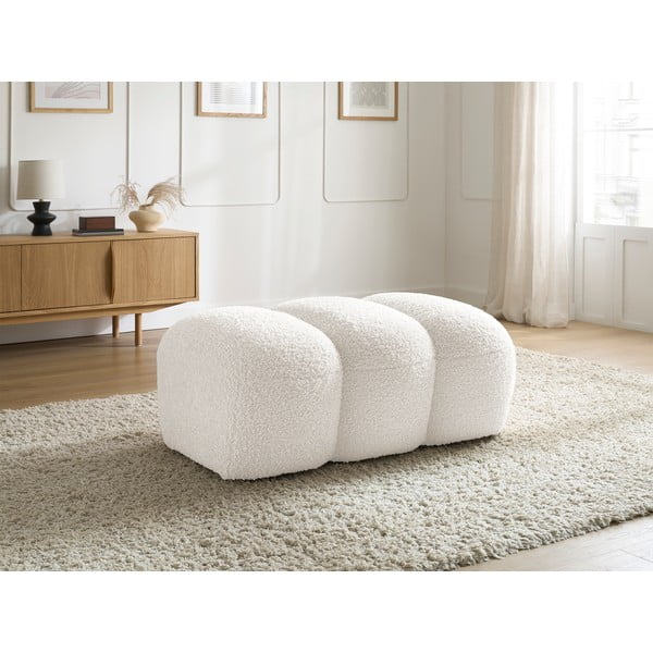 Bílá podnožka z textilie bouclé Hippolyte – Bobochic Paris-image-1