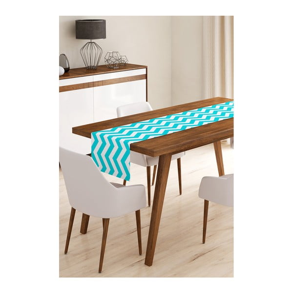 Běhoun na stůl z mikrovlákna Minimalist Cushion Covers Blue Stripes, 45 x 140 cm
