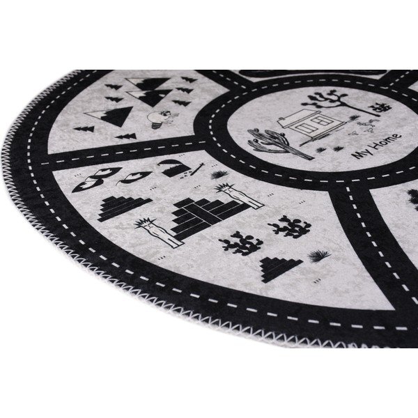 Černobílý pratelný dětský hrací koberec ø120 cm My Home – Vitaus-image-2