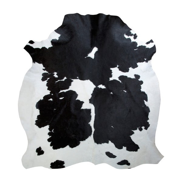 Černo-bílá kožená předložka Pipsa Normand Cow, 210 x 220 cm