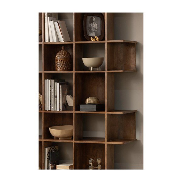 Tmavě hnědá knihovna z mangového dřeva 130x180x35 cm Sinne – WOOOD-image-1