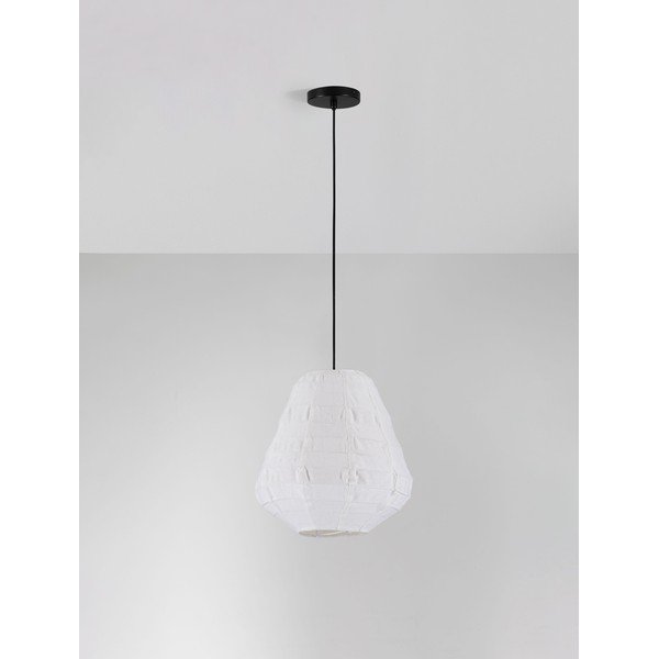 Bílé lněné závěsné svítidlo ø 36 cm Linnet – Nova Luce-image-2