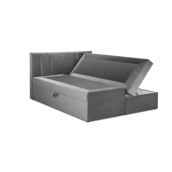 Šedá boxspring postel s úložným prostorem 200x200 cm Afra – Mazzini Beds-image-2