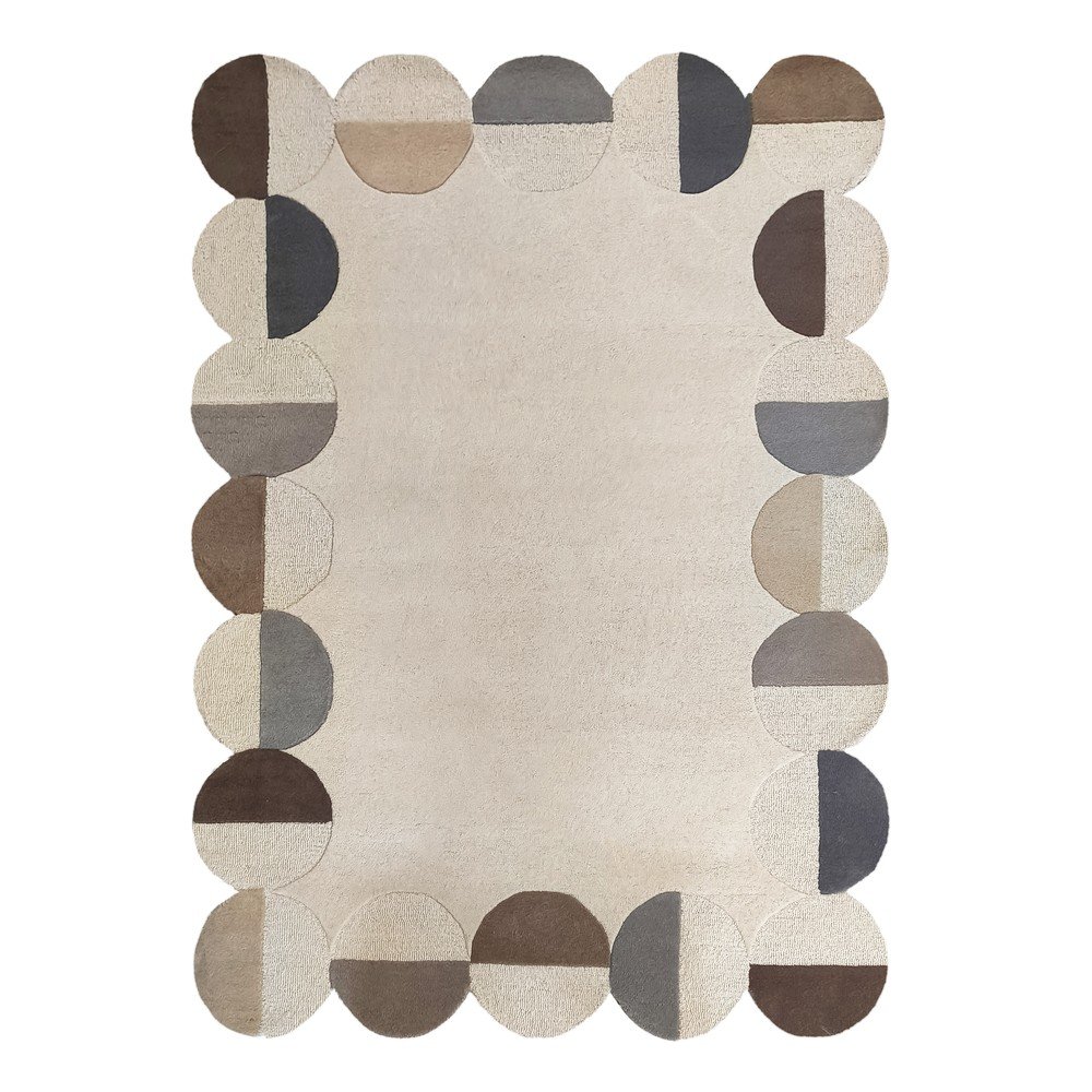 Šedobéžový ručně tkaný vlněný koberec 120x170 cm Mia Scallop Frame – Flair Rugs