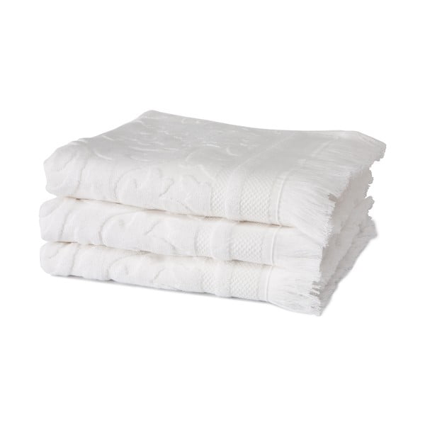 Sada 3 bílých ručníků z organické bavlny Seahorse, 60 x 110 cm