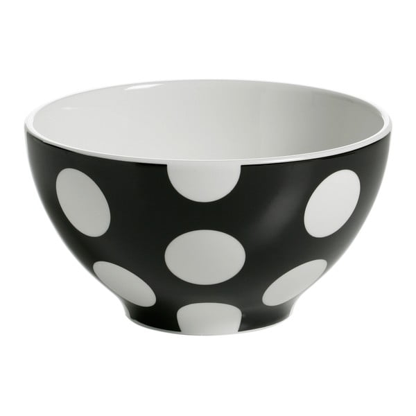 Sada 4 černých porcelánových misek Maxwell & Williams Polka Dot, ⌀ 15 cm