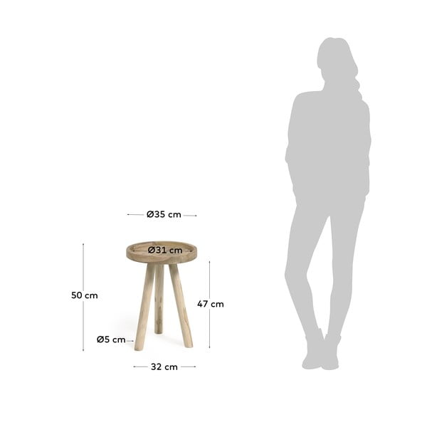 Kulatý odkládací stolek z teakového dřeva ø 35 cm Glenda – Kave Home-image-4