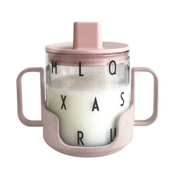 Růžový dětský hrnek Design Letters Grow With Your Cup