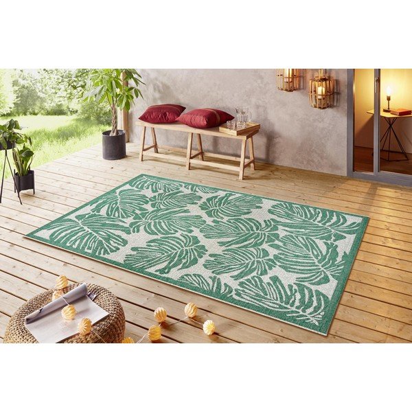 Zeleno-béžový venkovní koberec NORTHRUGS Monstera, 140 x 200 cm-image-1