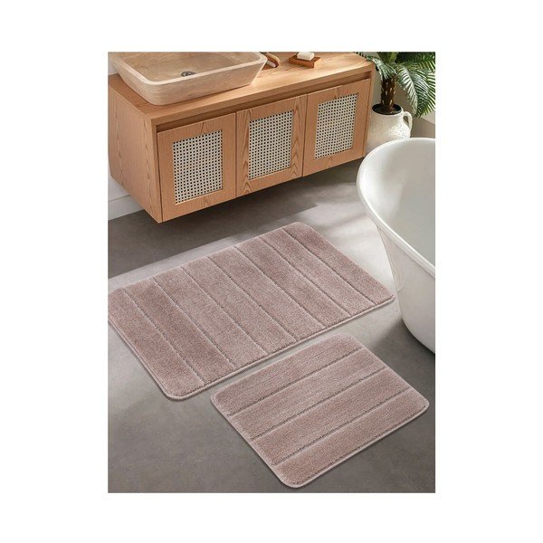 Hnědé koupelnové předložky v sadě 2 ks 50x80 cm Yeni Cizgli – Foutastic-image-1