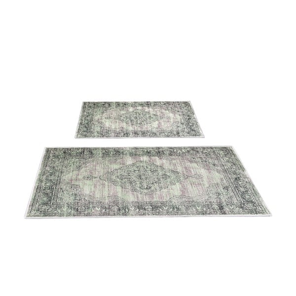 Zeleno-šedé koupelnové předložky v sadě 2 ks 60x100 cm – Foutastic