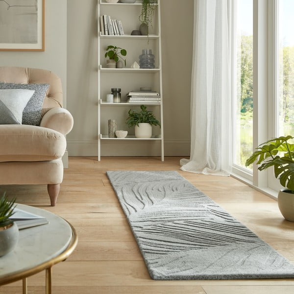 Světle šedý vlněný koberec běhoun 60x230 cm Lino Leaf – Flair Rugs-image-1