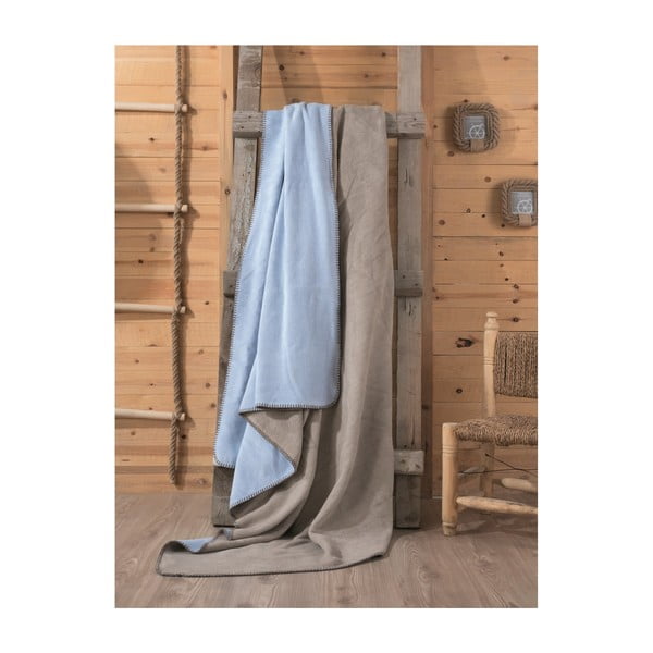 Hnědo-modrá deka Tobby, 200 x 220 cm