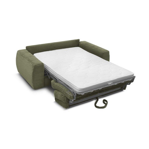 Zelená manšestrová pohovka na každodenní spaní/rozkládací 240 cm Hugo – Bobochic Paris-image-3