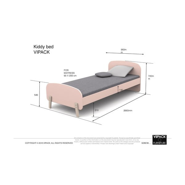 Mentolová dětská postel Vipack Kiddy, 200 x 90 cm-image-1