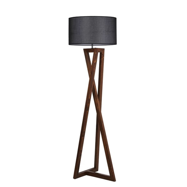 Černo-hnědá stojací lampa s textilním stínidlem (výška 149 cm) Maçka – Opviq lights