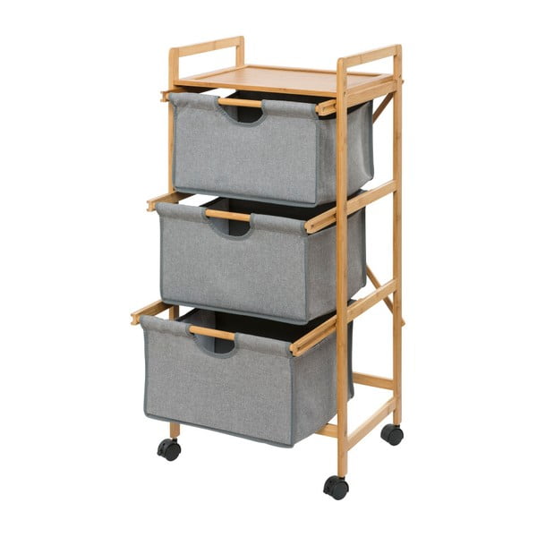 Šedo-hnědý bambusový koupelnový regál 44x96 cm Bahari – Wenko-image-2