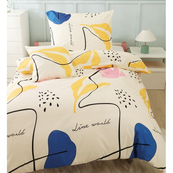 Žluté 3dílné povlečení na jednolůžko z mikrosaténu 140x200 cm Sophia – My House-image-4