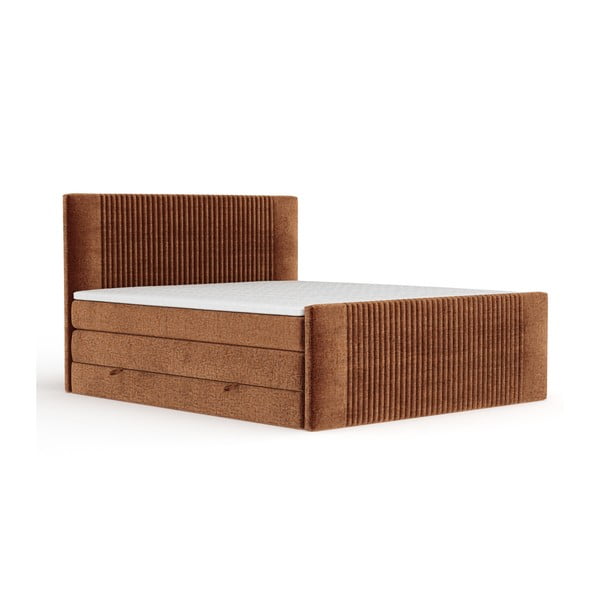Oranžová boxspring postel s úložným prostorem 160x200 cm Bergamo – Maison de Rêve