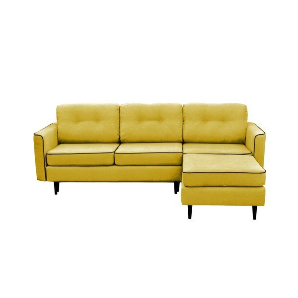 Žlutá rozkládací pohovka s černými nohami Mazzini Sofas Dragonfly, pravý roh