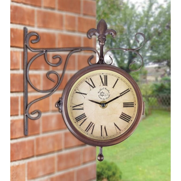 Venkovní nástěnné hodiny s teploměrem Esschert Design Rustic-image-1
